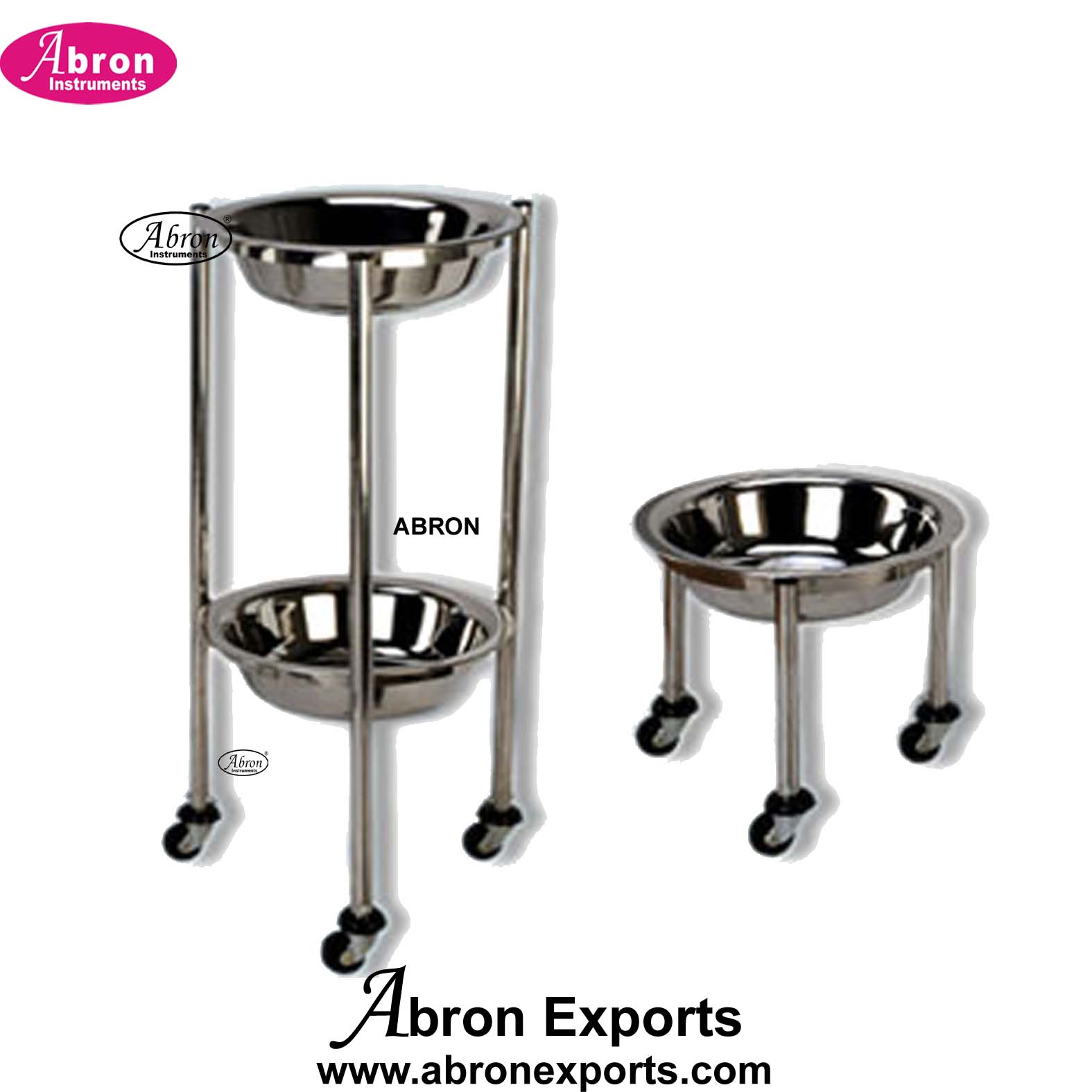 Hospital Holloware SS Bowl stands Kick Basket Round SS Stainless Steel Abron ABM-2325BST 